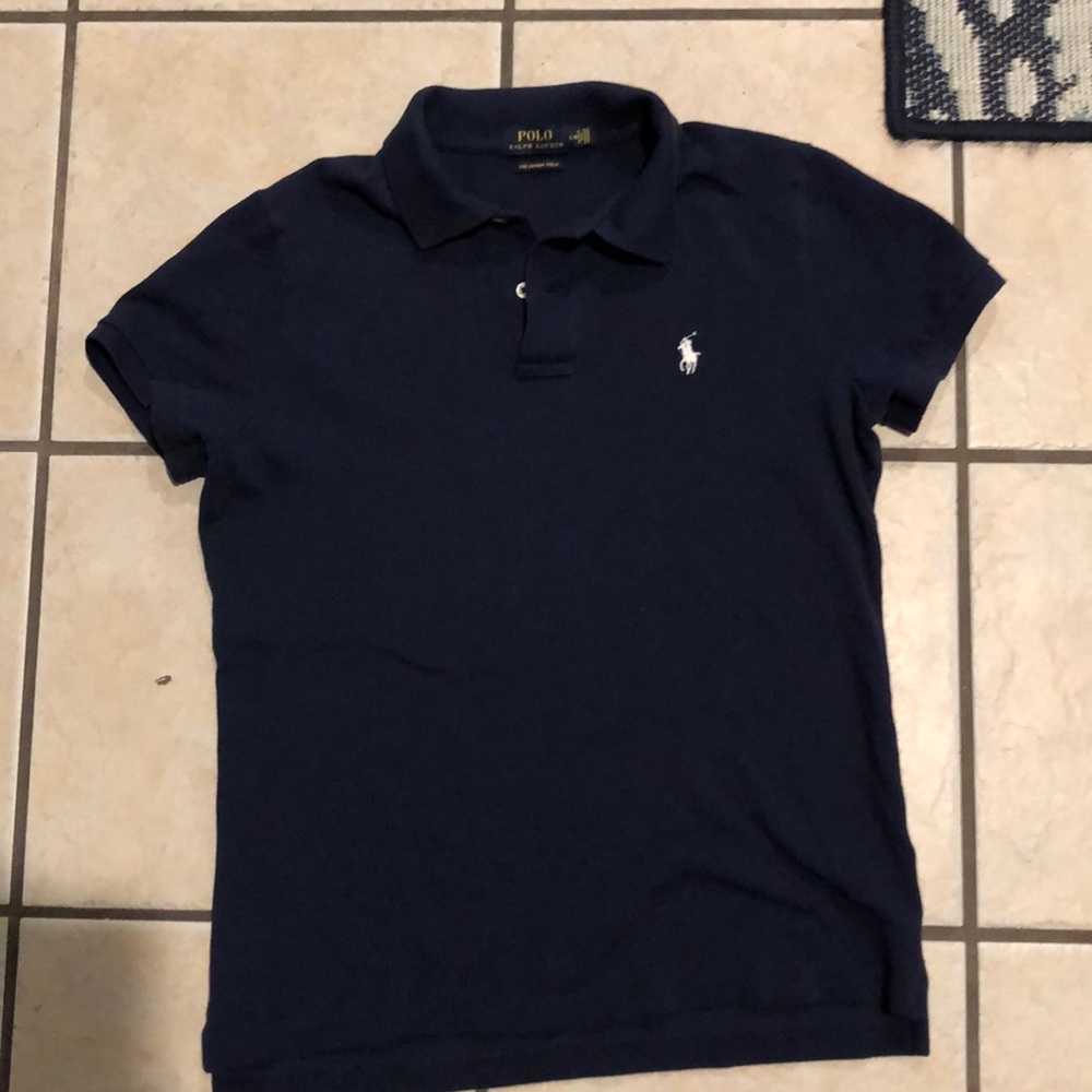Navy Polo collar short sleeve Skinny Large